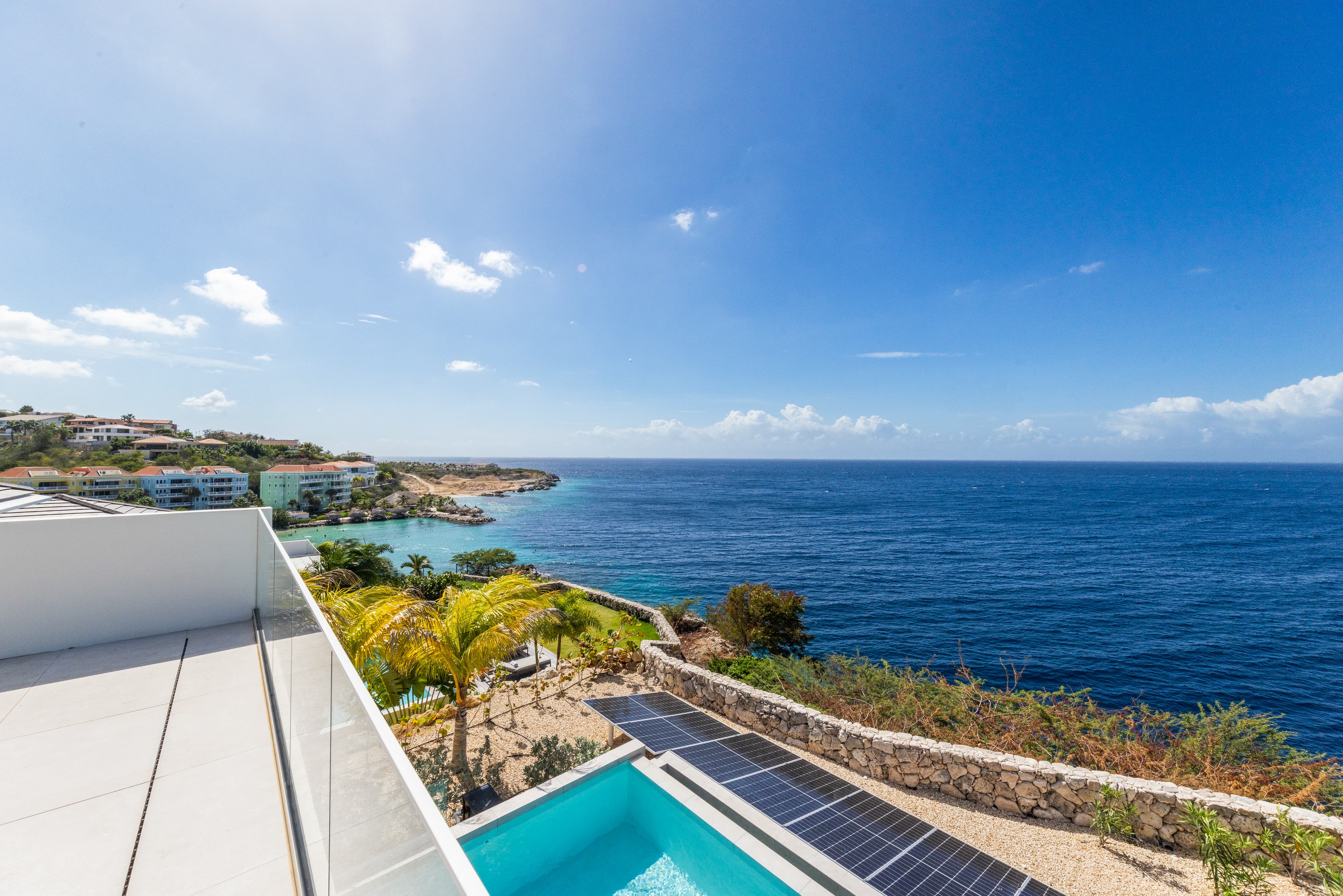 balcony view over the bay and beach